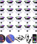 LED Deck Lights Kit Multicolor 20 Pack 1.22 Inch RGBW IC Smart Recessed Low Voltage 12V Step Lights IP67 Waterproof Outdoor Garden