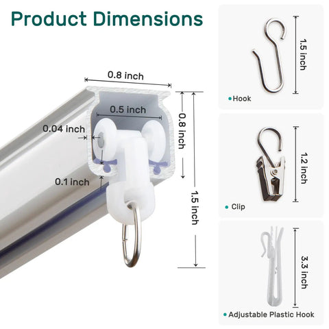 Whisper Quiet Ceiling Curtain Track With Wall Mount 9 To 12 Feet White No-Fuss Noise-Free Glide System With Heavy-Duty Rollers For Ultra Smooth Drapes And Quick Easy Installation, white track dimensions