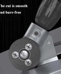Close-up of Beast Drill Nibbler Sheet Metal Cutter Attachment For Electric Drills, showing smooth burr-free cutting edges