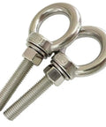 Heavy Duty M12 Eyebolt Set, 304 Stainless Steel Shoulder Eyebolts With Nuts And Flat Washers, 2 Pack, side view, metal texture