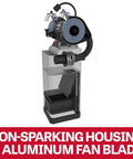 Metal Dust Collector Stand For Workshop, 472 CFM, 115V Single Phase with fire safe aluminum fan blade and housing shown
