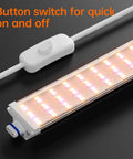 Close-up of LED strip with button switch for Indoor Greenhouse With Grow Lights And 6 Tier Plant Shelf On Wheels 150W Full Spectrum