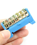 Seven Position Terminal Block Bus Bar With Brass Screw Terminals For DIN Rail Grounding Strip Easy Snap In Mount