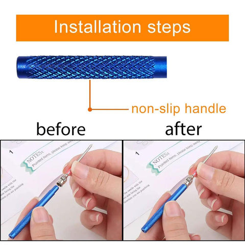 Beginner Friendly Punch Needle Embroidery Kit with non-slip handle installation steps before and after