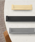 Rock Solid Zinc Alloy Recessed Handles For Kitchen Cabinets Set Of Two Black Inset Hidden Flush Drawer Pulls Featuring Slick Rust Proof Surface And Seamless Edge Profile on table.