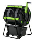 48 Gallon Compost Tumbler With Cart Dual Compartment Geared System For Easy Emptying Elevated Base With Turning Lock Ratchet