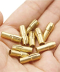 4 Premium Brass Collet Chuck Adapters In 2.4 And 3 Millimeter for Mini Rotary Power Tool held in hand, showcasing brass material and design.