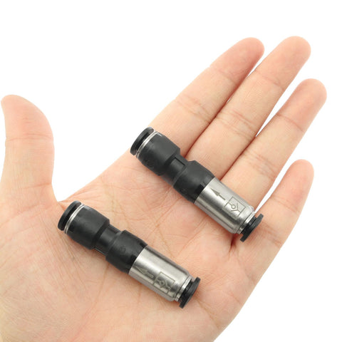4 Pack Straight Head One Way Pneumatic Check Valves Push In Air Tube Connectors 6mm held in hand for size reference