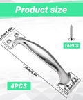 Built Tough 5.9 Inch Gate Door Handle Set 4 Pack Stainless Steel Gate Handles For Wooden Fences, Gates, Screens And Sheds Outdoor Weather Resistant Easy Install No Hassle Assembly image showing product size