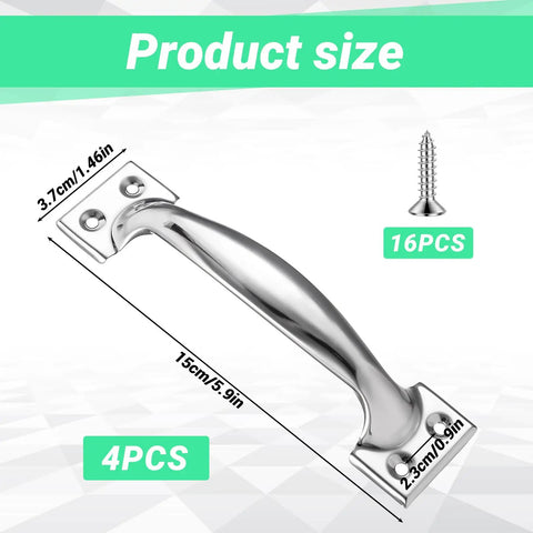 Built Tough 5.9 Inch Gate Door Handle Set 4 Pack Stainless Steel Gate Handles For Wooden Fences, Gates, Screens And Sheds Outdoor Weather Resistant Easy Install No Hassle Assembly image showing product size