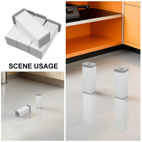 Adjustable Cabinet Legs 4 Pack Aluminum Alloy Height Adjustable Feet for Cabinets Cupboards and Bathroom Units Moisture Resistant