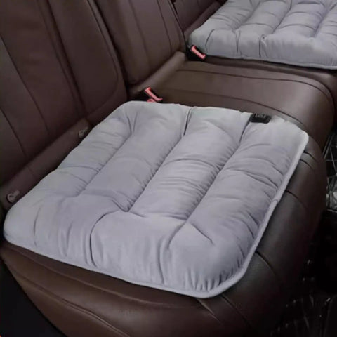 Cozy Brown Heated Seat Pad With Soft Plush Cushion For Office Chair At Home Or Work featuring adjustable heat settings.