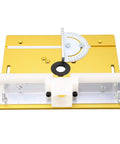 Slick Aluminum Router Table Insert Plate For Woodworking Heavy Duty Base Platform with adjustable scale and locking features.