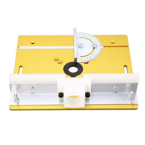 Slick Aluminum Router Table Insert Plate For Woodworking Heavy Duty Base Platform with adjustable scale and locking features.