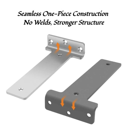 Heavy Duty Hidden L Brackets for Wood Shelves, seamless one-piece rust-proof metal construction with no welds
