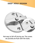 Close-up of heavy duty marine boat door catch latch in 316 stainless steel with round twist lock and screws, polished finish