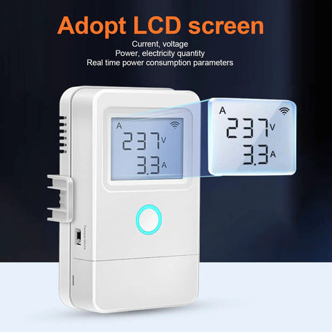 Smart WiFi Energy Monitor With Three 100 Amp High Current Channels For Home Power Tracking And Appliance Monitoring Wide Voltage Range And Current Transformer Included, LCD display