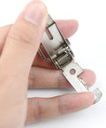 Close-up of a 4 Pack Beefy, Heavy Duty Spring Loaded Toggle Latch Catch in 304 Stainless Steel, showing spring mechanism and clasp.