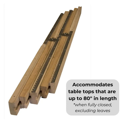 Premium Solid Wood Equalizer Table Slide Set For Pedestals 40 Inch Extension Pair, extends tables up to 80 inches, smooth glides.