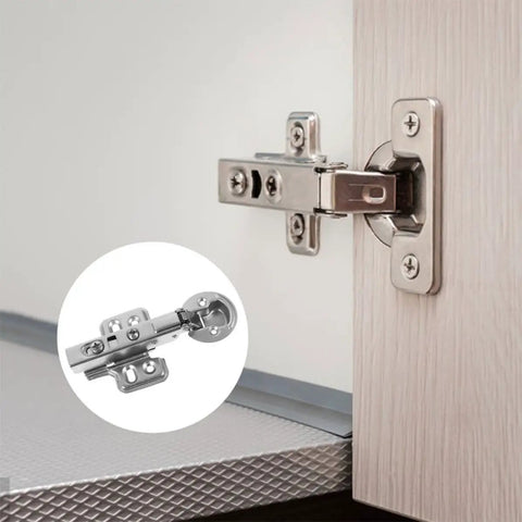 Stainless Steel Cabinet Door Dampers Hinges For No Slam Soft Close Slow And Smooth Action 4 Pack installed on wooden cabinet