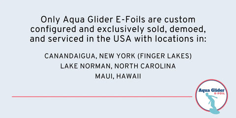 High Power EFoil For Water Sports With 28 Mph Top Speed And 120 Minute Ride Durable Rechargeable Battery Pack Stainless Steel Battery Box Built To Last Plug In And Go locations in USA, Aqua Glider logo
