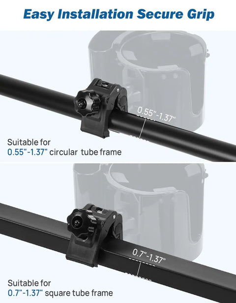 Installation of Wheelchair Cup Holder With 6.4 Inch Storage Box on circular and square tube frames