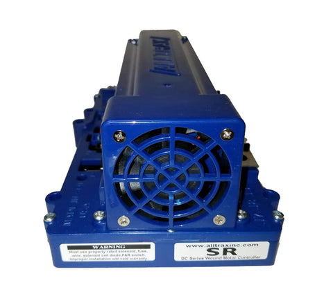 SR48500 DC Motor Controller 12 To 48 Volt 500 Amp Peak with fan in blue ABS enclosure for electric golf carts.