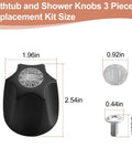 Three Piece Shower Knob Handle Replacement Compatible With Pfister Verve Taps showing size dimensions for easy installation.