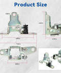 Product size chart for Top Shelf Front Lower Door Hinge Combo For Your Dodge Ram Whip, dimensions shown.