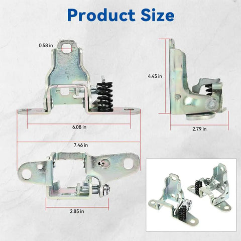 Product size chart for Top Shelf Front Lower Door Hinge Combo For Your Dodge Ram Whip, dimensions shown.