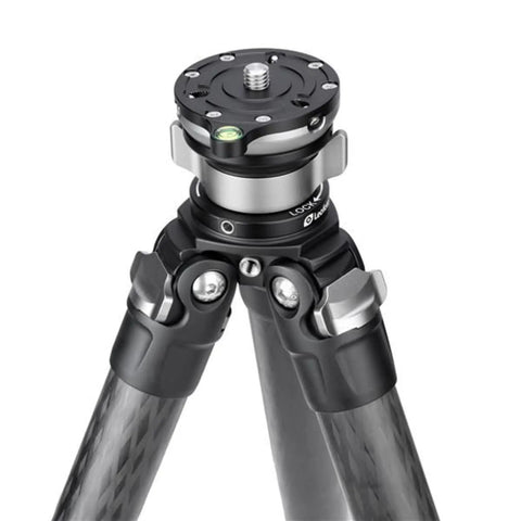 60mm Leveling Base For Tripods With Butterfly Lock Collar supports up to 33 lb, shown from side view on tripod legs.
