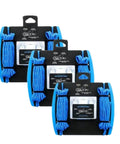 Three packs of blue ropes with Two Pack Outdoor Rope Adjusters For Camping Boating And Outdoor Tie Downs Cord Tightening Tool, packaged
