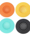 3 Pack Heavy Duty Sink Drain Strainers in orange, yellow, teal, and black. Essential plumbing accessory for preventing clogs.