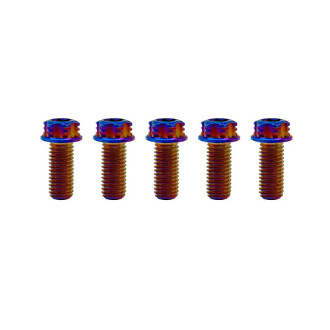 Burnt Blue Titanium Motorcycle Bolts M10 1.5 Hex Torx Head Pack Of 5 Beefy Dual Drive Flange Bolts Lightweight Tough As Nails For Performance Bikes Rustproof And Corrosion Resistant For Long Lasting Performance