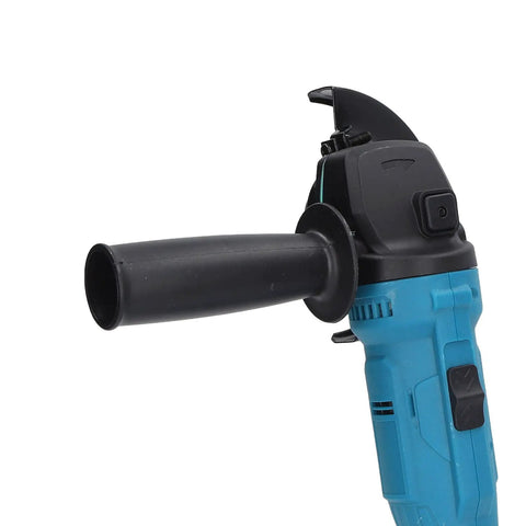 Badass 18V Brushless Cordless Angle Grinder With Rechargeable Lithium Battery For Cutting Polishing Metal And Wood Professional Power Tool That Shreds Through Tile And Strips Rust Clean close-up of ergonomic handle.