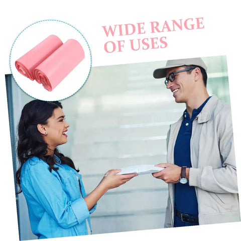 Pink Waterproof Mailing Bags 17x30cm 100 Pack Thickened Self Sealing Mailers with couple exchanging a package