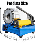 Heavy Duty Manual Hydraulic Crimping Machine High Pressure Pipe Tool Durable 45# Steel Construction With Precision Rotary Micrometer side view with dimensions.