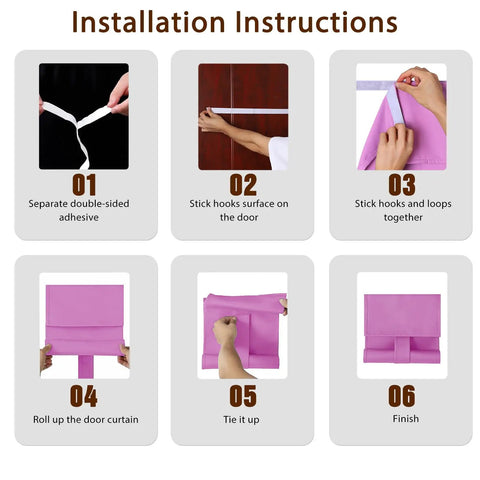 Installation steps for Light Blocking Classroom Curtains 10W X 40H Blackout Roller Blinds For Windows And Door Panels in pink.