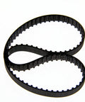 140XL 70 Tooth Timing Belt in black neoprene rubber with fiberglass cord shown flat in loop shape