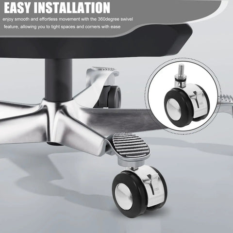 4 Pack Heavy Duty Office Chair Casters With Brake, Silent Dual Wheel Replacement Set For Gaming And Computer Seats, Roll Smooth Across Carpet Or Hardwood, Solid Addon For Your Rig
