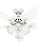 52 Inch Indoor Ceiling Fan With LED Lights In Snow White Finish Pull Chain Control Five Blades Perfect For Bedroom Or Living Room