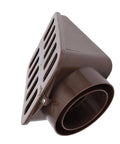 Side view of Angled Lawn Drain Grate For Yard Drainage Beefy Heavy Duty Rugged Grate Built For Residential And Commercial Use Easy Install Durable Brown Finish Fits Three Quarter Inch Thin Wall Drain Pipes Multi Purpose Drain Solution