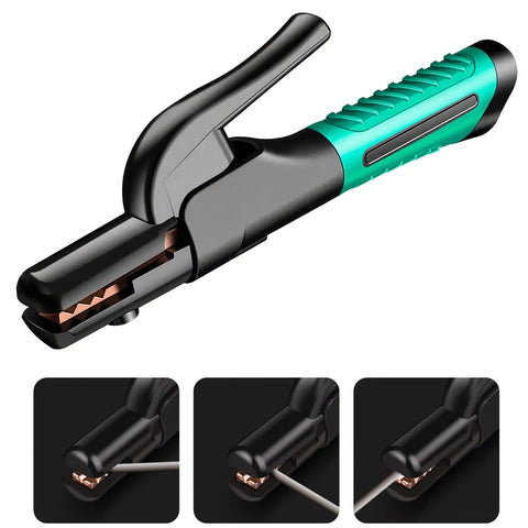 Heavy Duty 300A Welding Stinger And Electrode Holder Crafted With Raw Copper Jaw Cool Touch Isolated Handle Rock Solid Non Slip Grip.