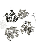 Complete Fairing Bolt Kit For ZX6R 636 ZX6RR Sportbike Track Pack 155 Piece Stainless Steel Hardware Set With Socket Head Bolts Flange Bolts Washers Windshield Fasteners And Two Wrench Tools For A Slick Factory Quality Fit. 304 stainless fairing bolt kit laid out with bolts, washers, clips, and hex keys