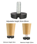 Adjustable Furniture Levelers M6 with threaded feet, height 6-20mm, for rock solid balance on office desks.