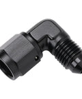 AN4 Female To 4AN Male Flare 90 Degree Swivel Fitting Adapter Coupler Aluminum Black, 6061 T6 Billet Aluminum, Anodized Finish For Strength And Corrosion Resistance, 37 Degree Sealing Angle, Full Swivel Head, black 90-degree fitting