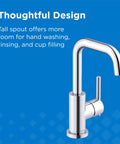 Chrome Bathroom Sink Faucet With Single Handle Side Lever One Hole Installation Durable Brass Construction Metal Touch Down Drain Sleek Arch Spout For Modern Vanity