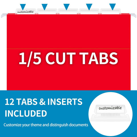 Bigtime Value 12 Pack Hanging File Folders Letter Size featuring adjustable 1/5 cut tabs for organizing documents.