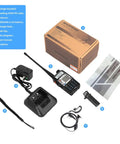 Upgraded 8W Handheld Ham Radio UV-5R 2nd Gen Two-Pack with accessories including charger, antennas, and manual