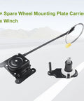 Spare Tire Hoist Winch Assembly For Ford Transit 2014 Plus Custom 2012 Plus With Wheel Mounting Plate Carrier and Lifting Mechanism, steel build.